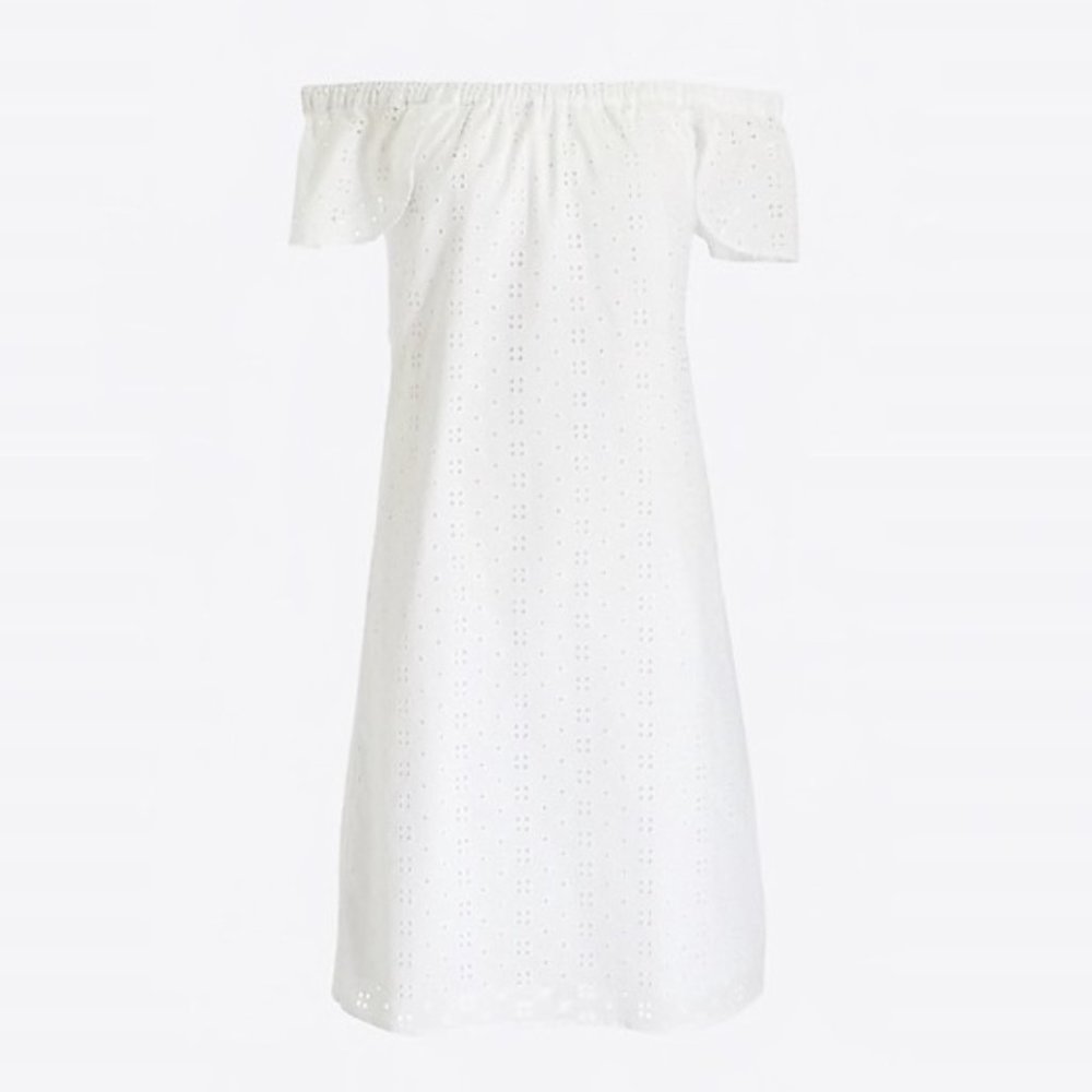 J. Crew White Eyelet Off the Shoulder Dress